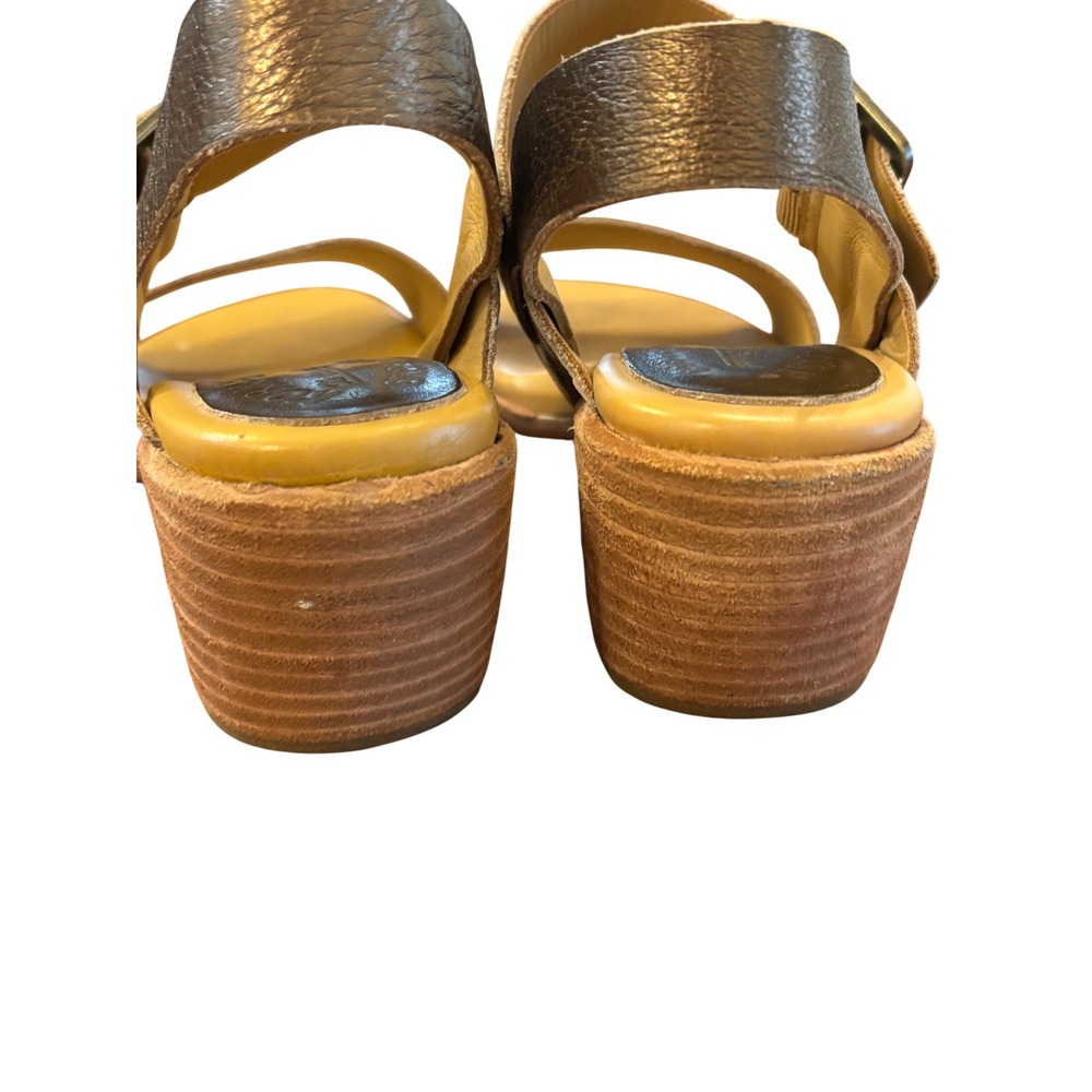 Kork-Ease Women Bronze Metallic Leather Block Heel Slingback Sandals Size 7M - Picture 5 of 9